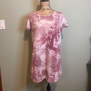 Viamor Womens Summer Relaxed Fit Loungewear Hippie Tie Dye T-Shirt Pink Medium